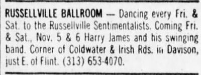 Russellville Ballroom - Oct 1976 Ad